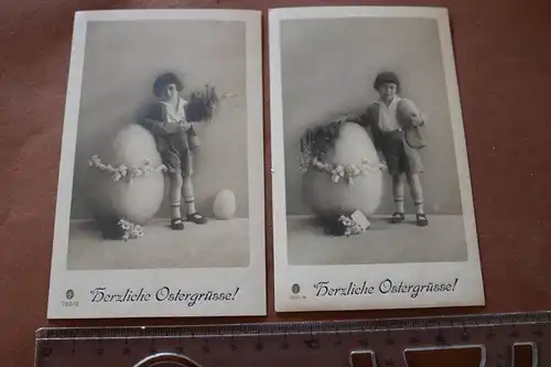 zwei tolle alte Karten - herzliche Ostergrüsse Kind mit Eiern