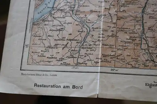 tolle alte Karte vom Vierwaldstätter-See  Raddampfer - 20-30er Jahre ???