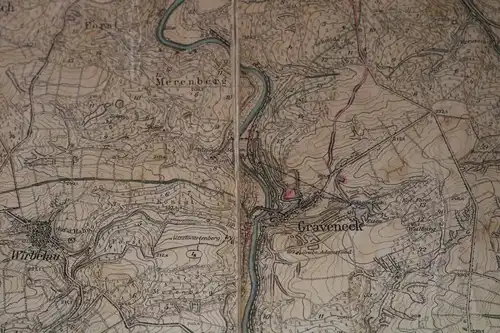 tolle alte Karte auf Leinen gezogen - Weilburg 1907