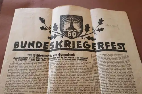 tolle alte Zeitung - 60 Jahre Bundeskriegerfest Kyffhäuser ?  20-30er Jahre