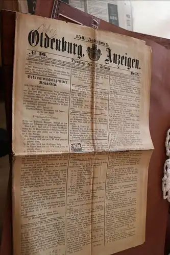 tolle alte Zeitung - Oldenburg Anzeigen - Nr 36 - 1895