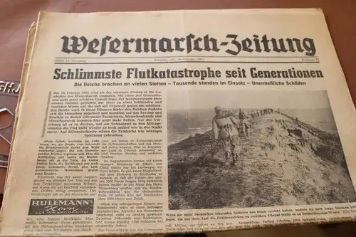 tolle alte Zeitung - Wesermarsch-Zeitung - Nr. 42  1952 - Flutkatastrophe