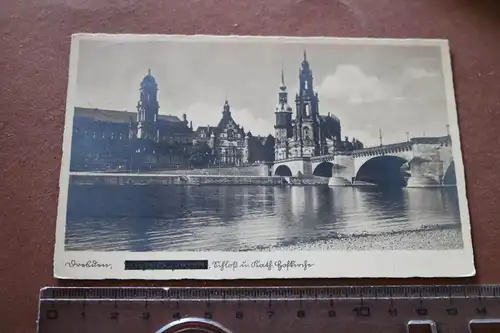 tolle alte Karte -  Dresden -  Schloß und kath. Hofkirche ,davor etwas geschwärz
