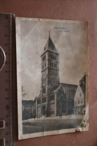 tolle alte Karte -  Schweinfurt - Kath. Kirche - 1921 