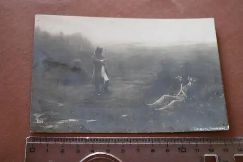 tolle alte russische ?? Karte - Napoleon auf dem Feld - Soldat - Gemälde ?