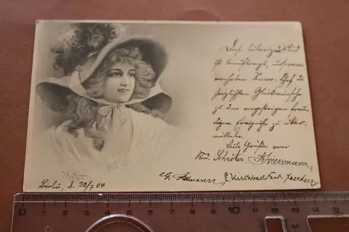 tolle alte Karte - Portrait einer hübschen Frau -  Berlin 1904 