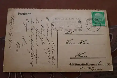 tolle alte Karte Pferde ziehen eine Dampfspritze - Deutscher Knabenkalender 1934