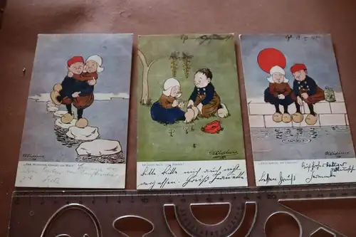 drei tolle alte Künstlerkarten G.E. Shepheard Paare - 1890-1910 ??