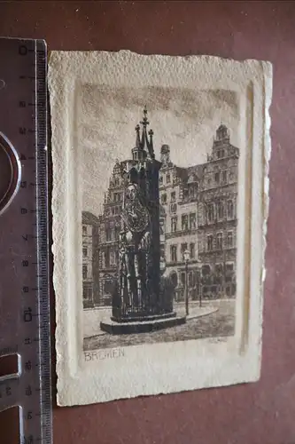 tolle alte Karte -  Bremen Roland - original Radierung 1910-30 ??