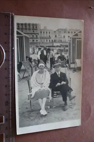tolles altes Foto - Mann und Frau sitzen auf Klappstühle Blankenburg - 1927