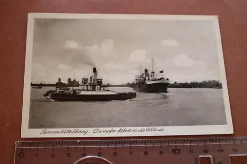 tolle alte Karte -  Brunsbüttelkoog Dampfer fährt in die Schleuse  1935