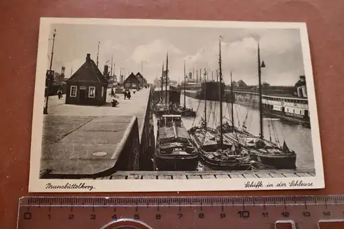 tolle alte Karte -  Brunsbüttelkoog Schiffe an der Schleuse als Feldpost gelaufe