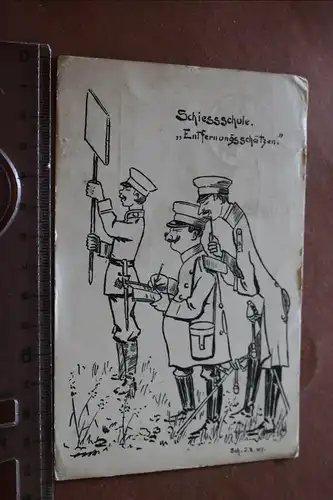 tolle alte Karte ? Karikatur - Schiesschule Entfernungsschätzen - IR 167 - 1908