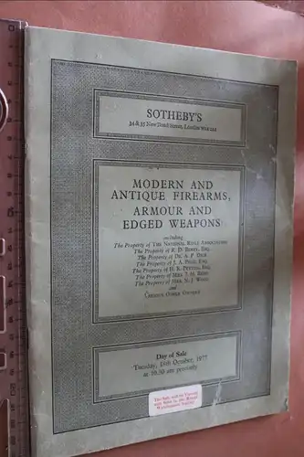 toller alter Auktionskatalog Sothebys 1977 Antique & Modern Firearms Armour Edge