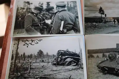 fünf Repro-Fotos - Soldaten und Panzer - abfotografierte Fotos