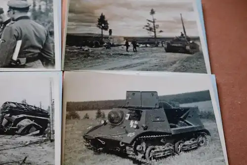 fünf Repro-Fotos - Soldaten und Panzer - abfotografierte Fotos