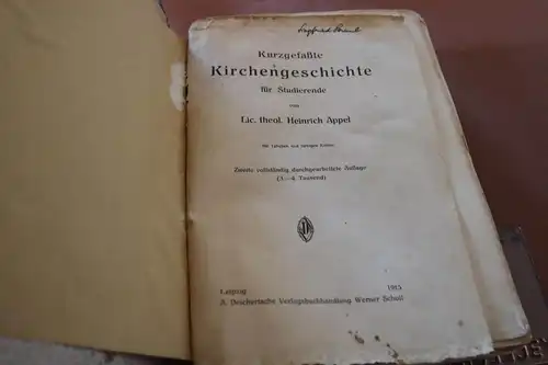 tolles altes Buch - Kurzgefaßte Kirchengeschichte für Studierende  Appel 1915