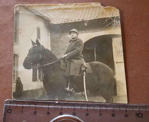 tolles altes Foto - Portrait eines französischen Soldaten mit Pferd 1925