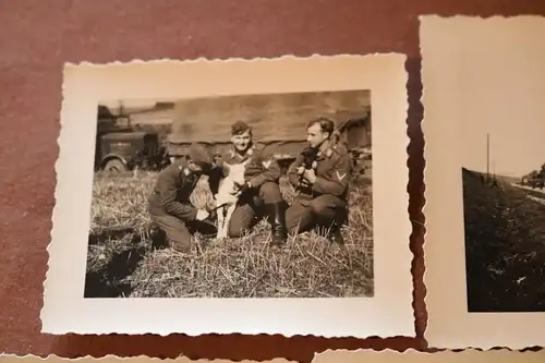 fünf alte Fotos Soldaten Luftwaffe, zerstörte Häuser Polen 1939