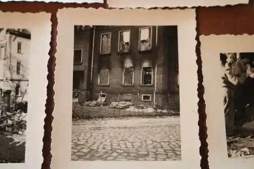 fünf alte Fotos Soldaten Luftwaffe, zerstörte Häuser Polen 1939 