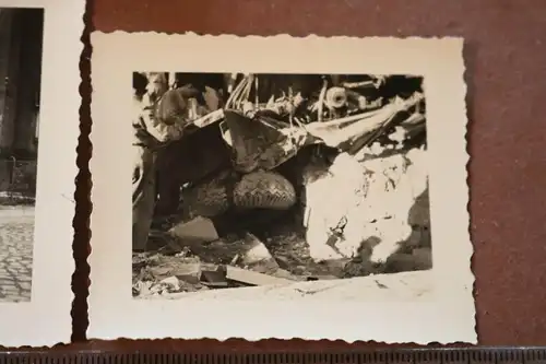 fünf alte Fotos Soldaten Luftwaffe, zerstörte Häuser Polen 1939 