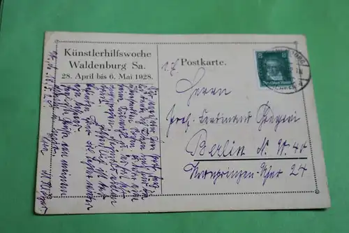 tolle alte Karte - Waldenburg Sachsen - Rathaus ? Künstlerhilfswoche 1928