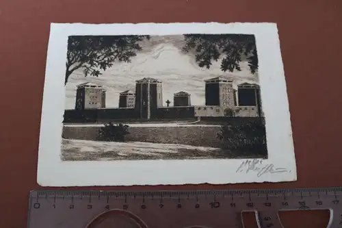 tolle alte Karte - Tannenberg National Denkmal - org. Radierung - Handabzug 