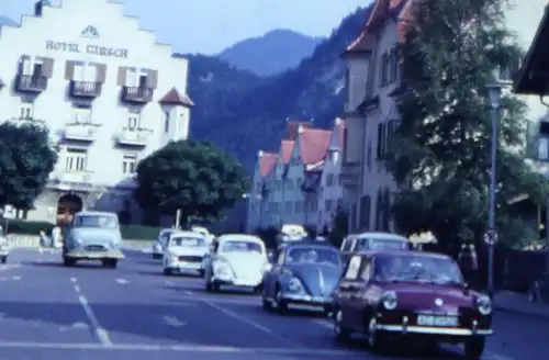 tolles altes Glasdia - Stadt Füssen ?  Hotel Hirsch - 60er Jahre ??