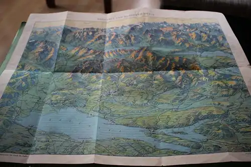 alte Landkarte - St. Gallen Schweiz mit Karte vom Bodensee und Nordostschweiz