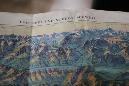 alte Landkarte - St. Gallen Schweiz mit Karte vom Bodensee und Nordostschweiz