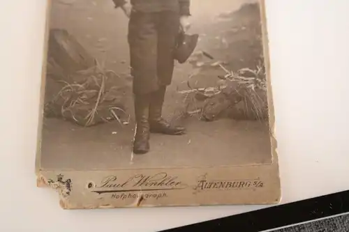 tolles altes CDV-Foto - Studiofoto - Leinwand -   Portrait Junge - Altenburg