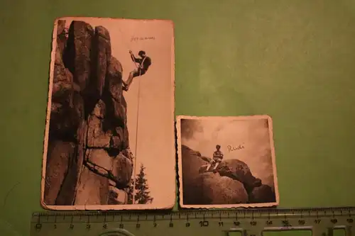 zwei tolle altes Fotos -  zwei junge Bergsteiger im Harz -  50-60er Jahre 