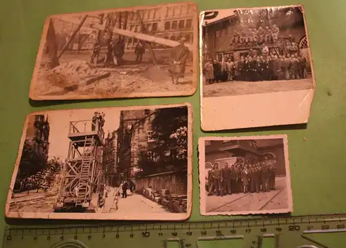 vier tolle alte Fotos - Oldtimer LKW Turmwagen  30-50er Jahr