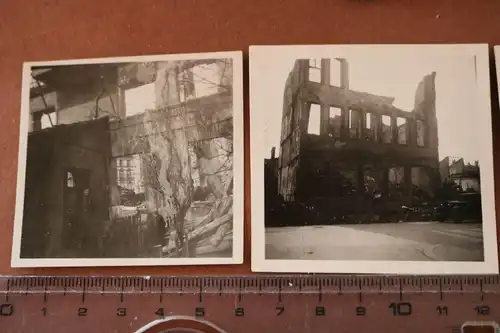 vier alte Fotos  zerstörte Häuser , Markthalle - Weinstrasse 1943 Bad Nauheim ?