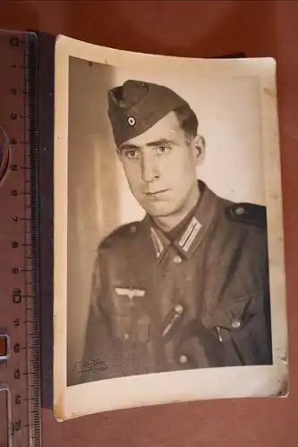 tolles altes Foto - Portrait eines Soldaten mit Schiffchen Neuss am Rhein (2)