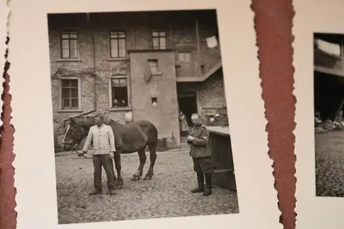 drei tolle alte Fotos Soldaten Pferde , 2cm Flak ?