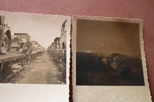 vier alte Fotos eines Soldaten , Floß, Krad,  Fahrzeuge, Eisenbahn