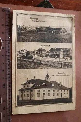 tolle alte Karte - Zirndorf - Turnhalle, Bahnhof Biberttal und Lokalbahnhof 1921