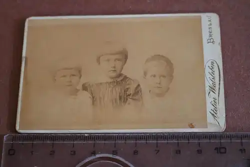 altes CDV-Foto - drei Kinder - Geschwister ? Breslau