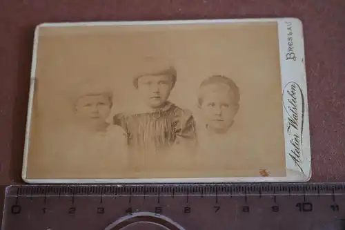  altes CDV-Foto - drei Kinder - Geschwister ? Breslau 