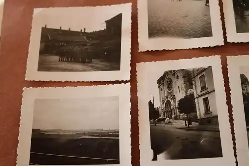 sieben alte Fotos eines Soldaten Frankreich Épinal, Gefangene, Flughafen, Eglise