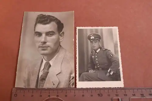zwei tolle alte Fotos - Portraits eines Mannes zivil und als Soldat