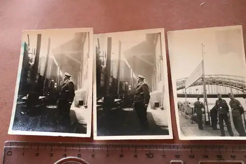 drei Fotos eines Soldaten - Bahnsteig , Brücke , rückseitig beschrieben