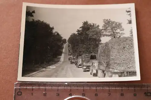 tolles altes Foto - Kolonne LKW´s auf Vormarsch - Kennzeichen