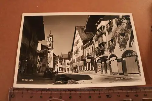 tolle alte Karte - Strasse in Mittenwald - 30-40er jahre