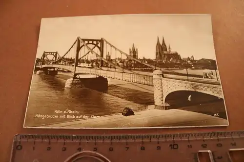 tolle alte Karte - Köln am Rhein Hängebrücke mit Dom 
