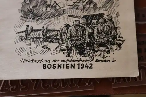 einzigartige alte Karte Bosnien 1942 Bandenkampf Jäger-Regt. 