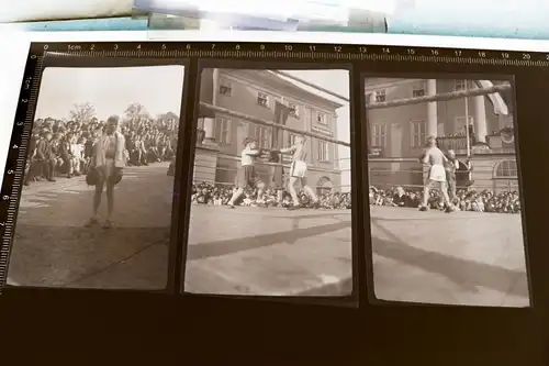 drei tolle alte Negtive - Jungpioniere beim Boxkampf - Kinderboxen 40-50er DDR