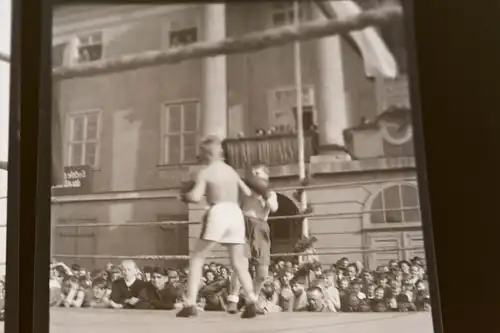 drei tolle alte Negtive - Jungpioniere beim Boxkampf - Kinderboxen 40-50er DDR