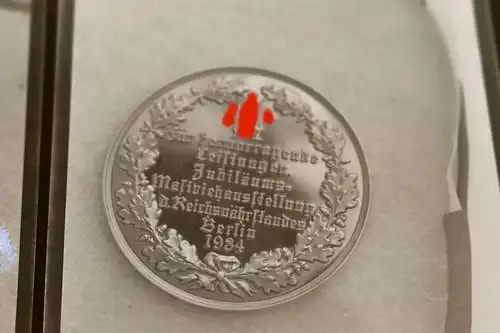 zwei tolle alte Negative Medaille - Leistungen Mastviehausstellung Berlin 1934